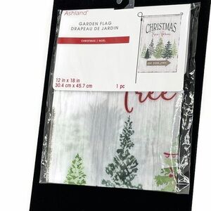 Christmas Garden Flag Green Trees 12” x 18”